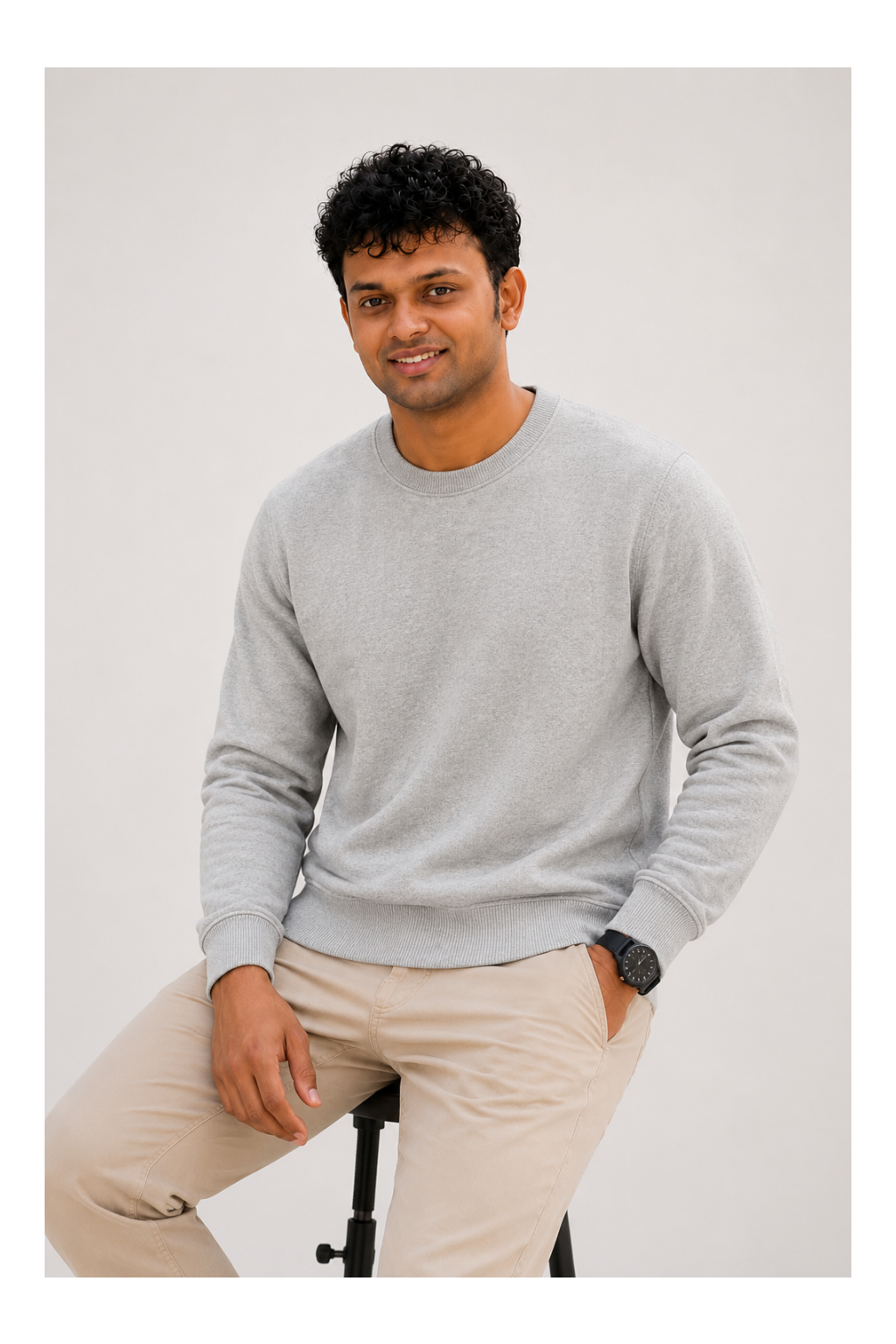 Men's Premium Cotton Crewneck Sweatshirt – Grey | Casual Sweatshirt for Men
