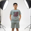 Boys Grey “Good Vibes” Printed Co-ord Set – T-Shirt & Shorts