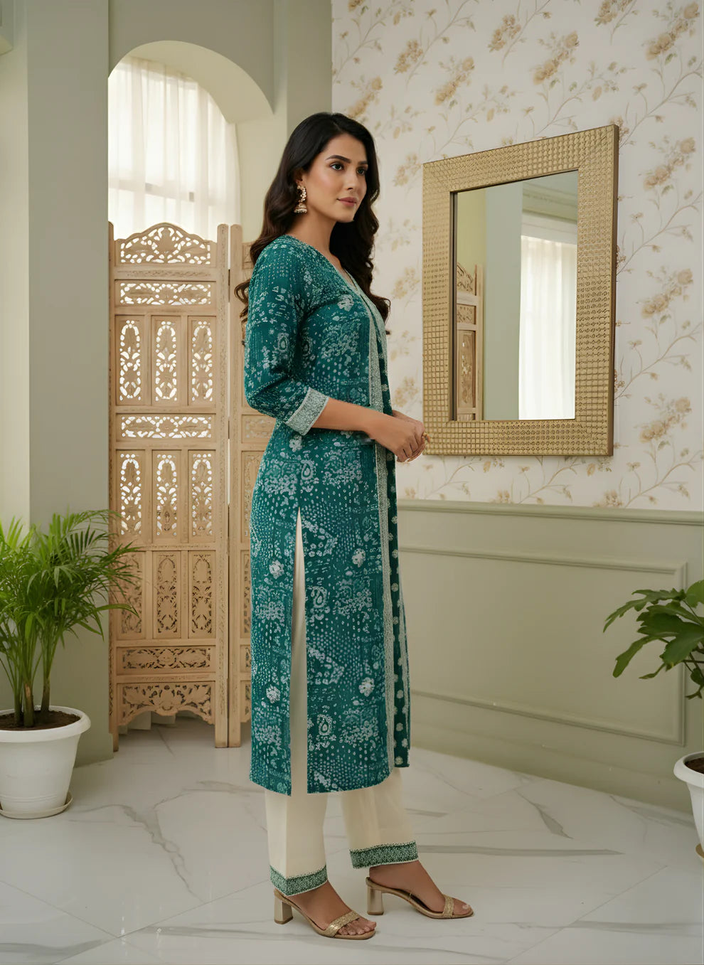 Elegant Blue Printed Pure Cotton Kurta Set