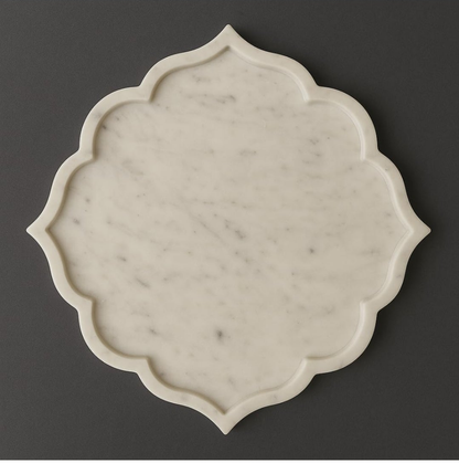 Arti Thali, Pooja Thali, White Marble, Pooja Thali for Diwali, Karwa Chauth, Aarti Plate, Pooja Plate, Brass