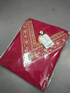 Pink Cotton Blend Embroidered Straight Kurta with Pant & Organza Jacquard Printed Dupatta