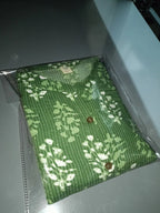 Olive Green Kantha Print Cotton A-line Kurta