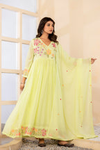 Elegant Mul Cotton Floral Embroidered Set with Dupatta