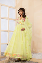 Elegant Mul Cotton Floral Embroidered Set with Dupatta
