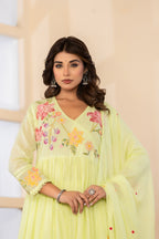Elegant Mul Cotton Floral Embroidered Set with Dupatta