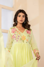 Elegant Mul Cotton Floral Embroidered Set with Dupatta