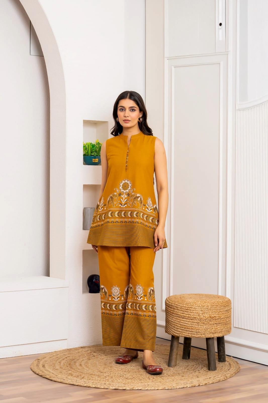 Mustard Cotton Printed Co-ord Set