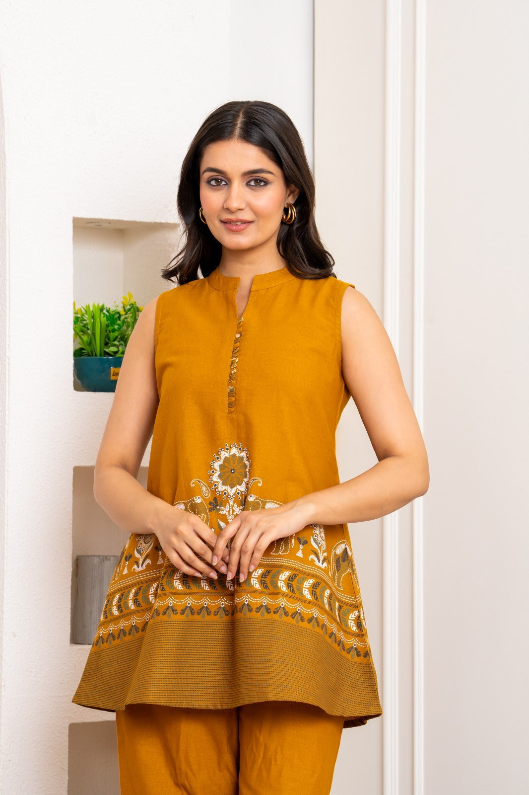 Mustard Cotton Printed Co-ord Set