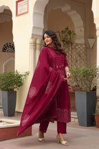 Vibrant Orange Cotton Kurta Pant Dupatta Set for Women