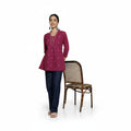 Women’s Magenta Cotton Embroidered Short Top