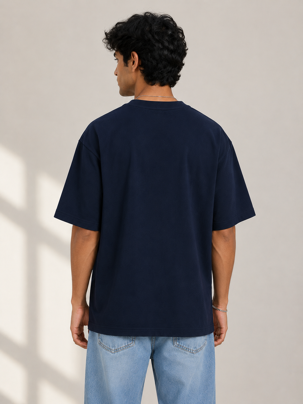 Premium Navy Blue Oversized Cotton T-Shirt
