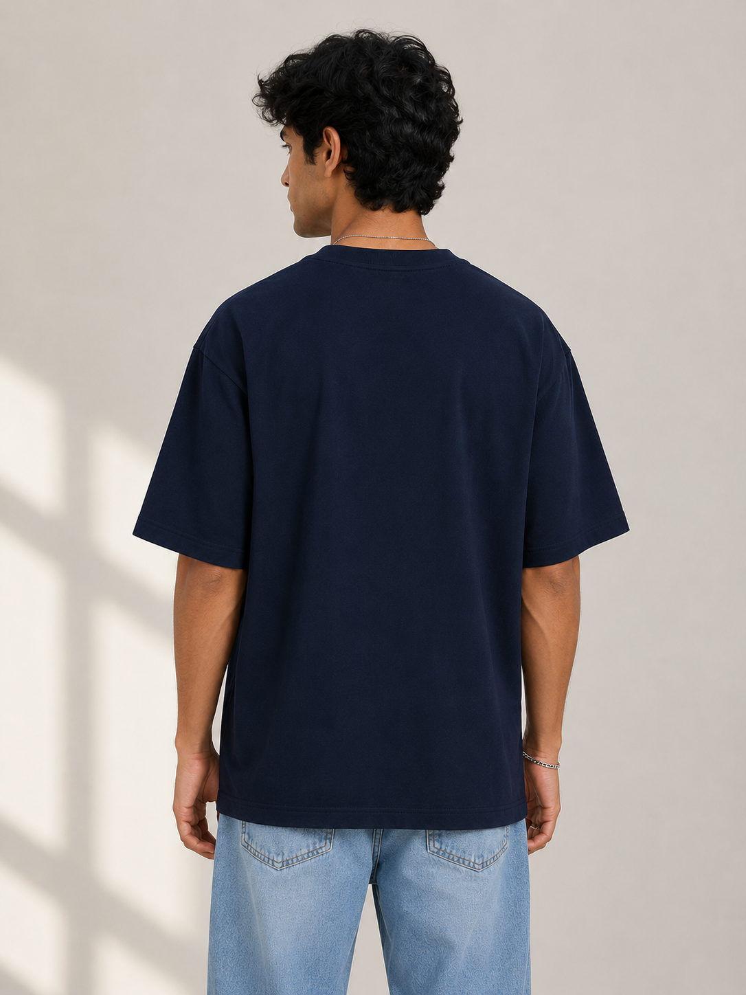 Premium Navy Blue Oversized Cotton T-Shirt