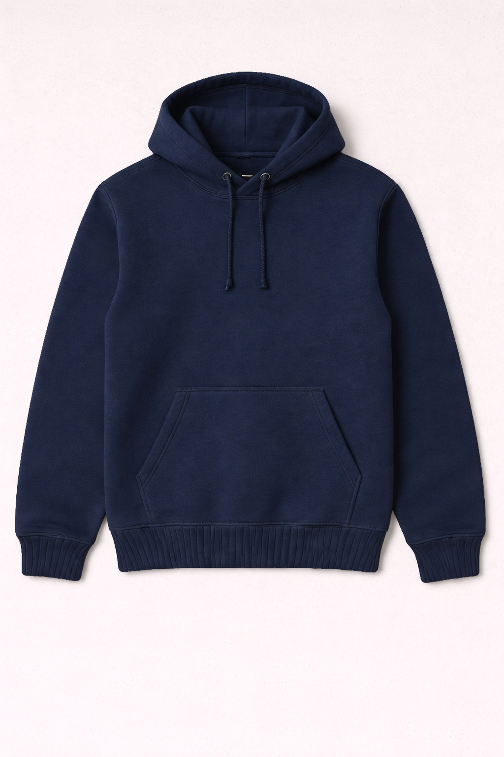 Navy blue hoodie on a light gray background