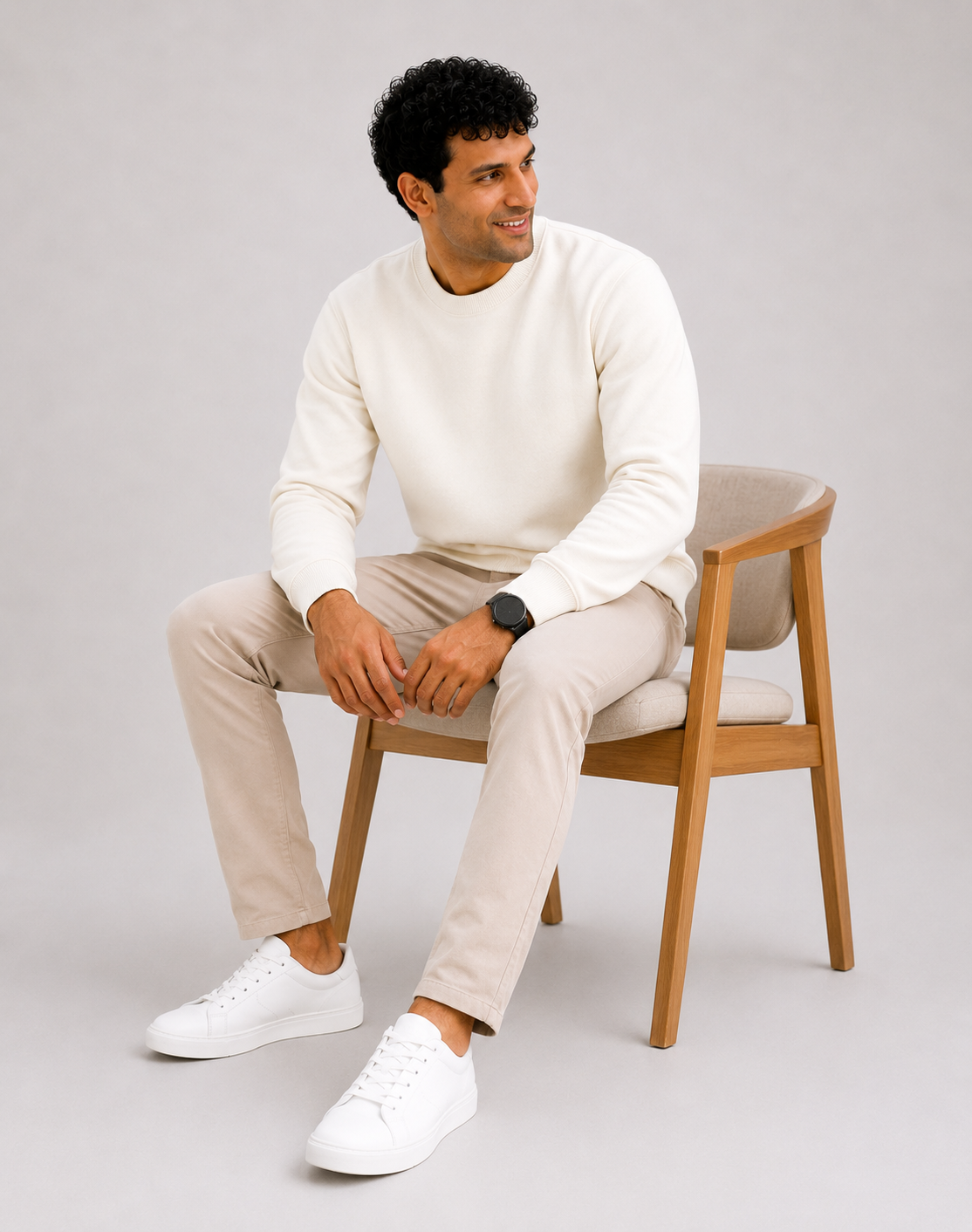 Men's Premium Cotton Crewneck Sweatshirt – Off White | Soft Winter Wear