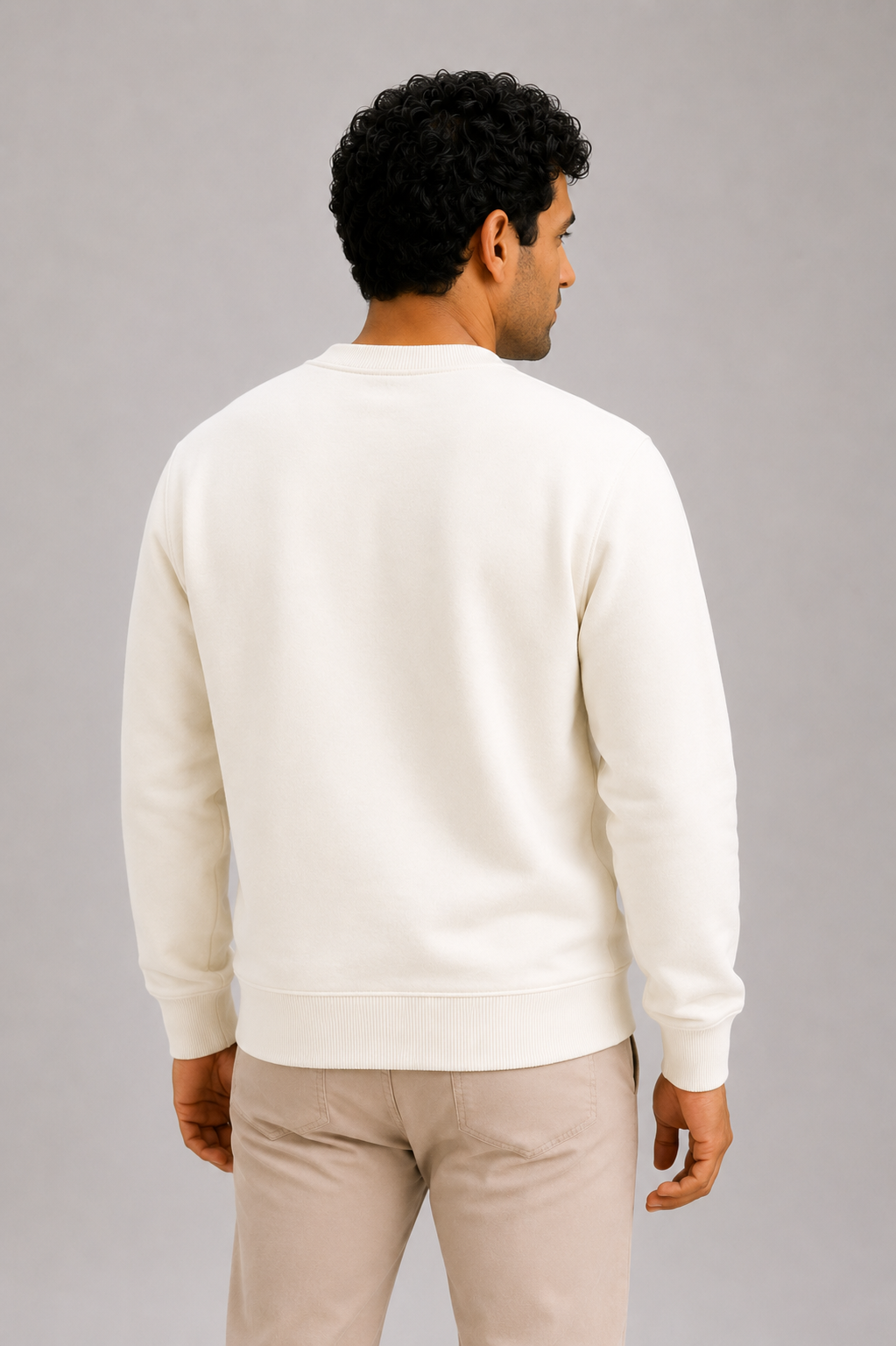 Men's Premium Cotton Crewneck Sweatshirt – Off White | Soft Winter Wear