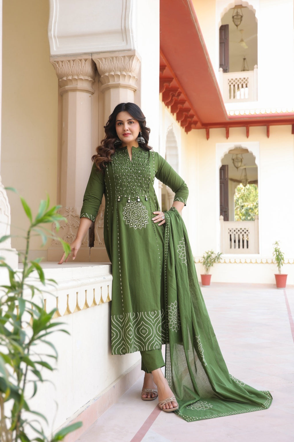 Royal Purple Cotton Kurta Pant Dupatta Set for Women