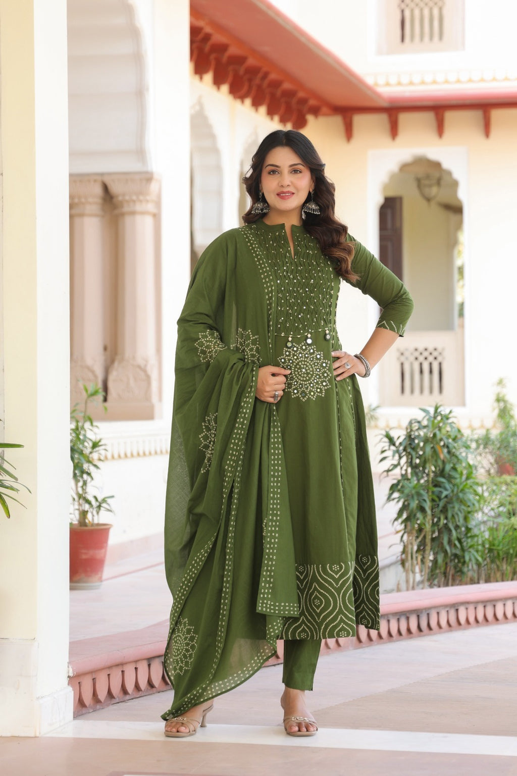 Royal Purple Cotton Kurta Pant Dupatta Set for Women