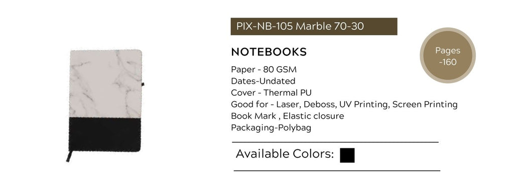 Premium Marble Finish Notebook with Elastic Closure