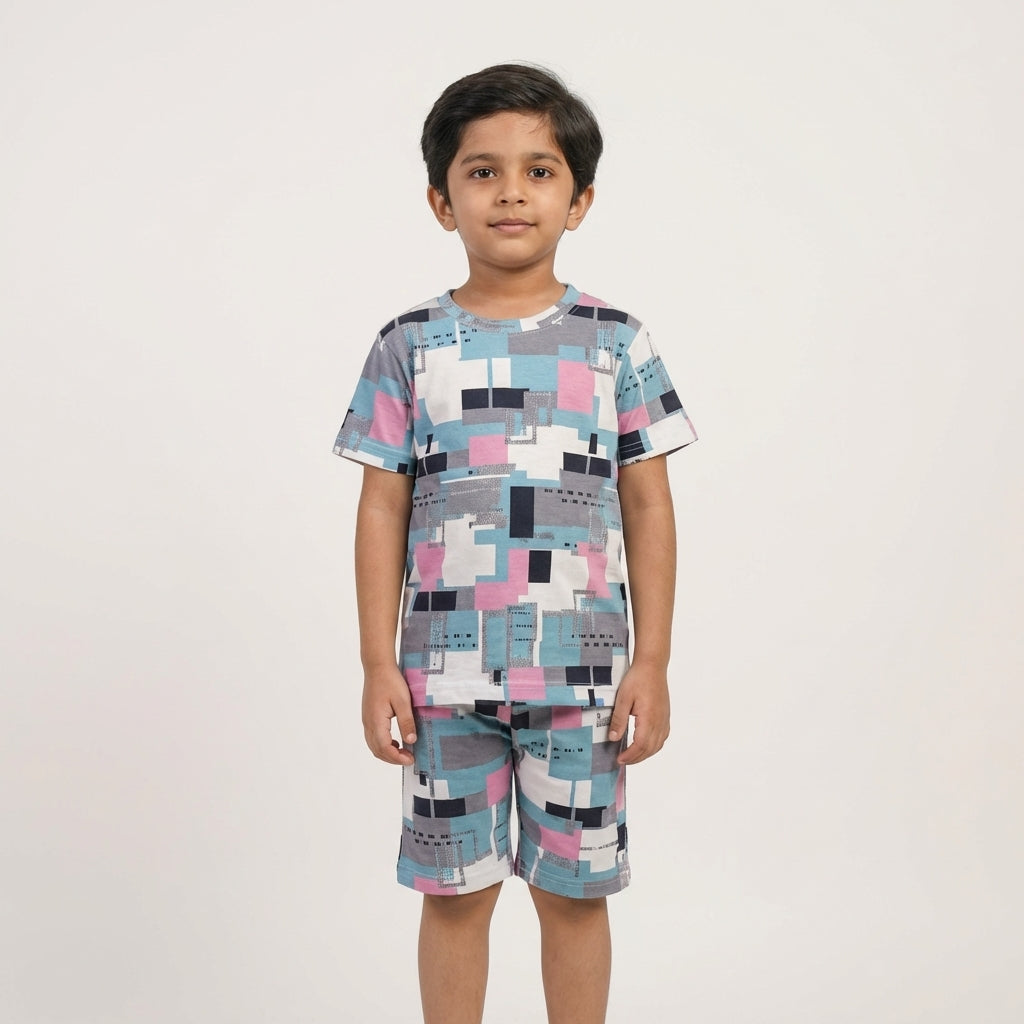 Boys Printed Playtime Co-ord Set – Trendy Multi Design