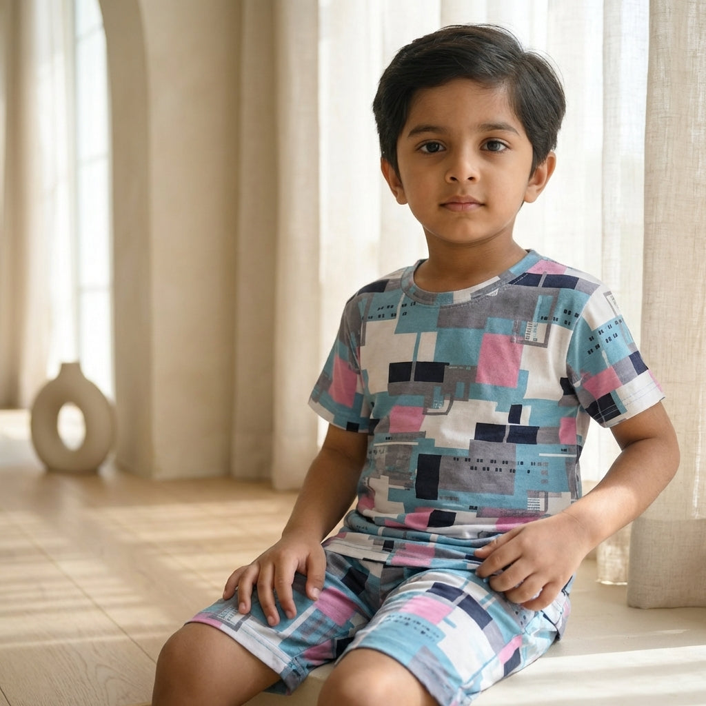 Boys Printed Playtime Co-ord Set – Trendy Multi Design
