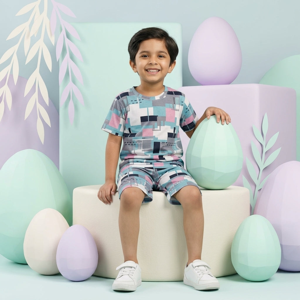 Boys Printed Playtime Co-ord Set – Trendy Multi Design