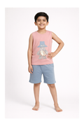 Boys Pink Summer Set – Soft Waffle Fabric (T-Shirt & Shorts)