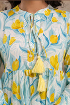Pure Cotton Printed Flared Midi Dress