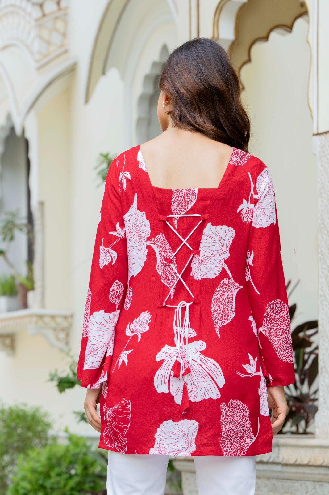 Women’s Cotton Printed Summer Top – Red Floral Tunic