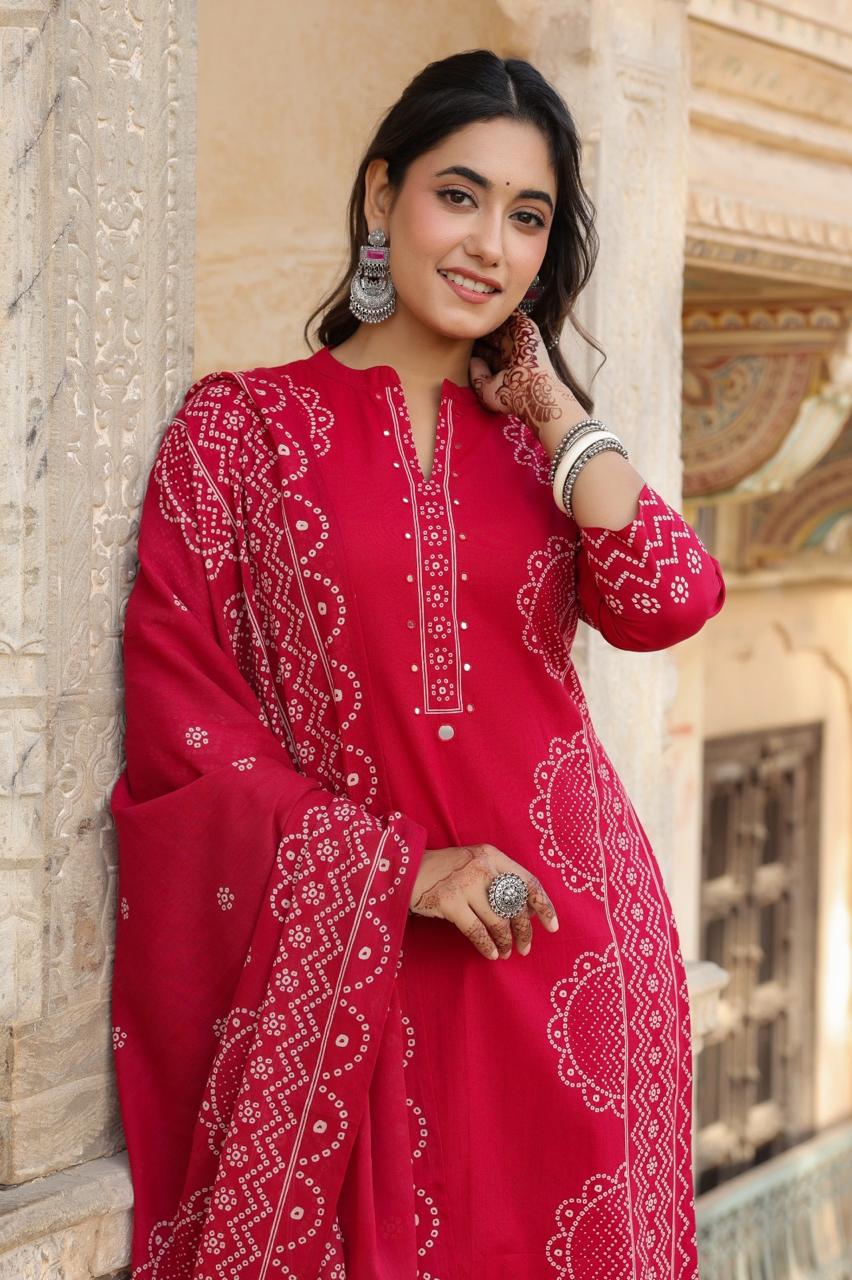 Midnight Blue Pure Cotton Printed Kurta Set with Dupatta