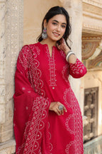 Midnight Blue Pure Cotton Printed Kurta Set with Dupatta