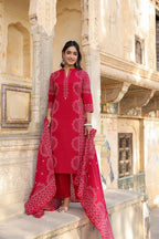 Midnight Blue Pure Cotton Printed Kurta Set with Dupatta