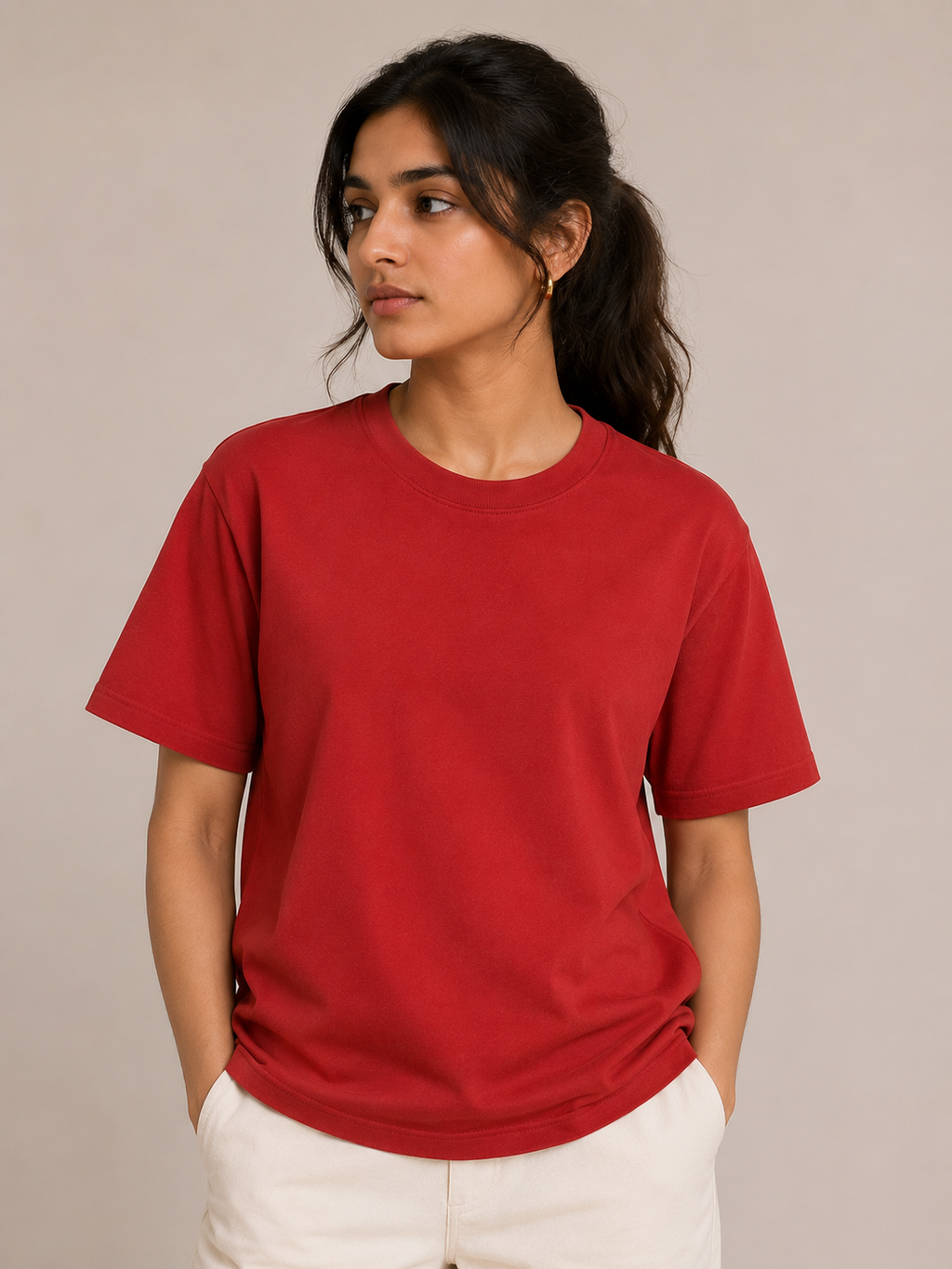 Oversized Red Cotton T-Shirt – 240 GSM