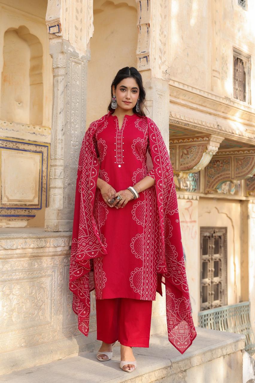 Midnight Blue Pure Cotton Printed Kurta Set with Dupatta