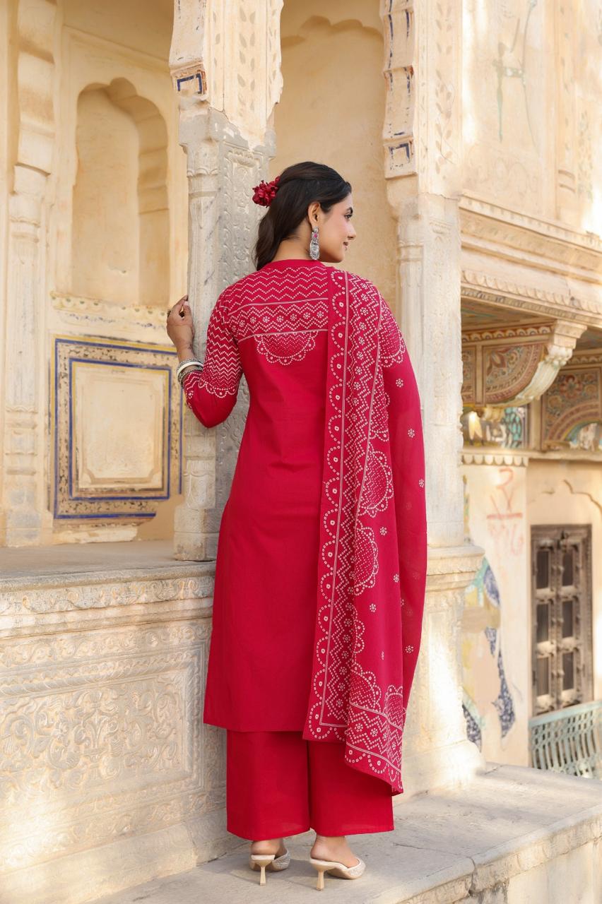 Midnight Blue Pure Cotton Printed Kurta Set with Dupatta