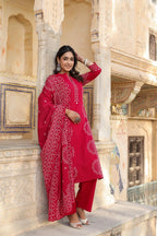 Midnight Blue Pure Cotton Printed Kurta Set with Dupatta