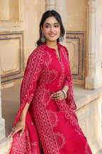 Midnight Blue Pure Cotton Printed Kurta Set with Dupatta