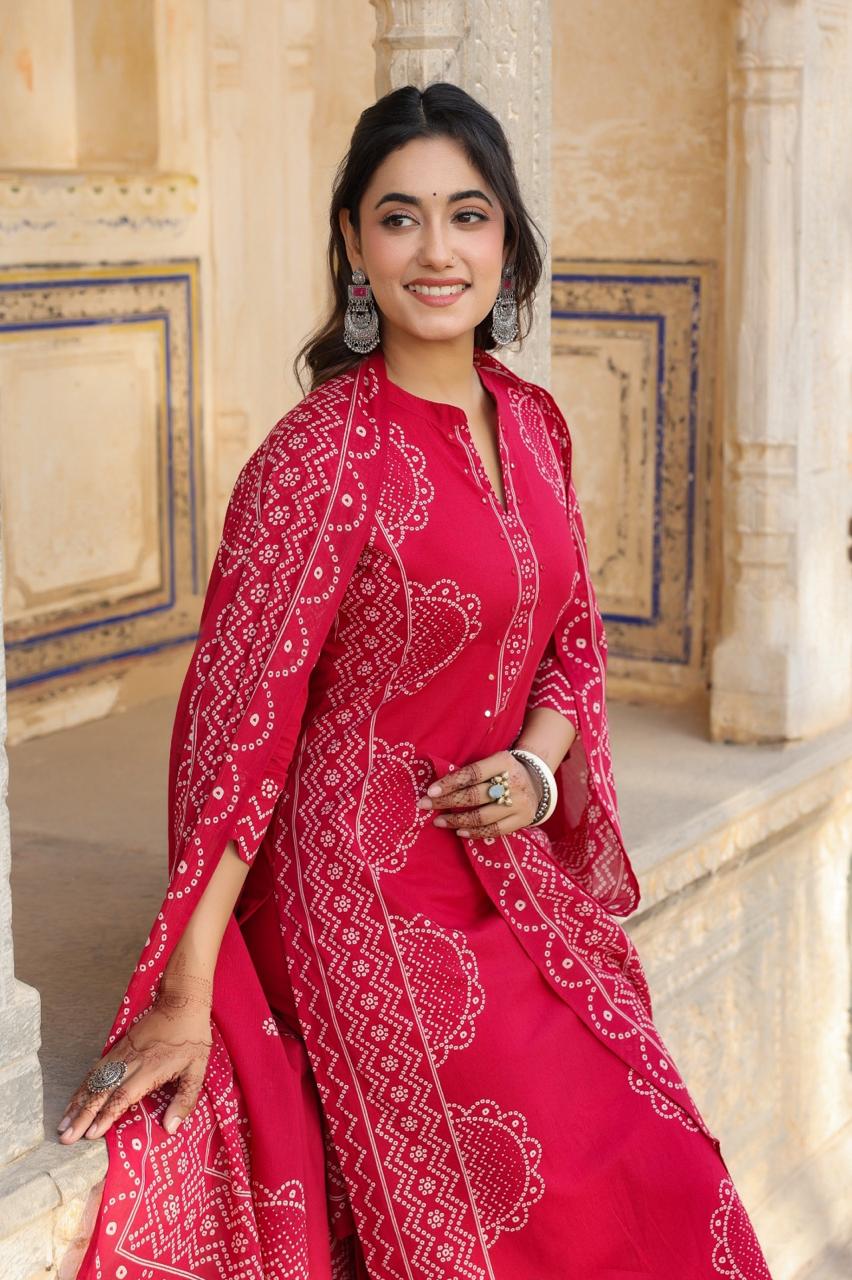 Midnight Blue Pure Cotton Printed Kurta Set with Dupatta