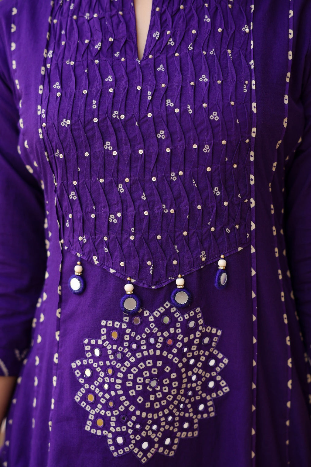 Royal Purple Cotton Kurta Pant Dupatta Set for Women