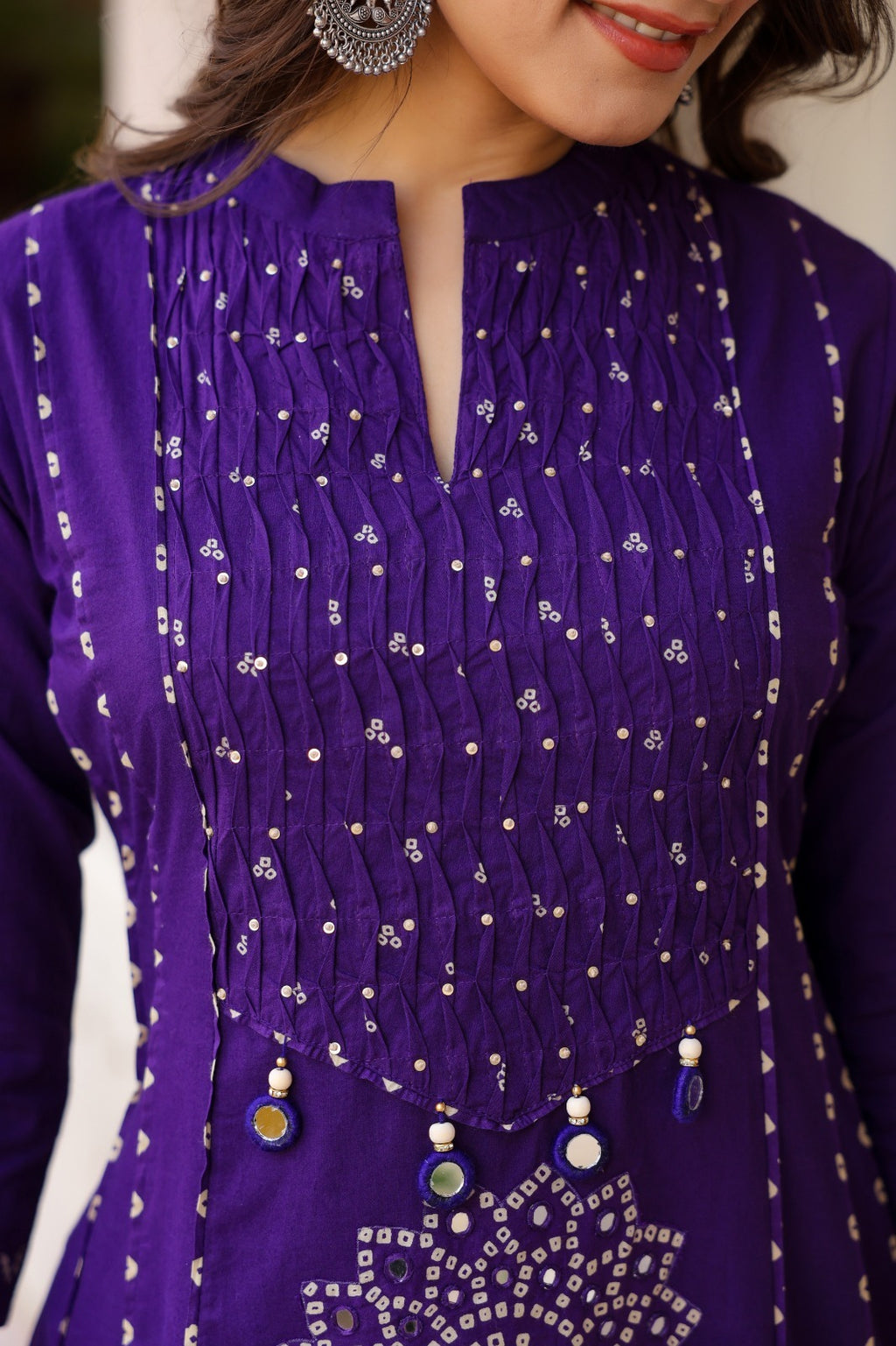 Royal Purple Cotton Kurta Pant Dupatta Set for Women