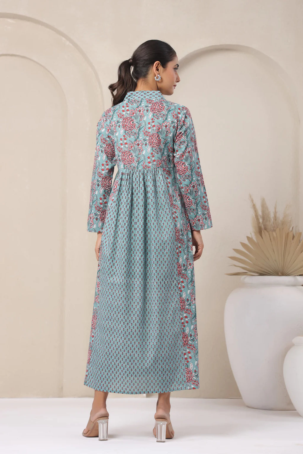 Hand Block Printed Cotton Kurti — Elegant A-Line Daily Wear