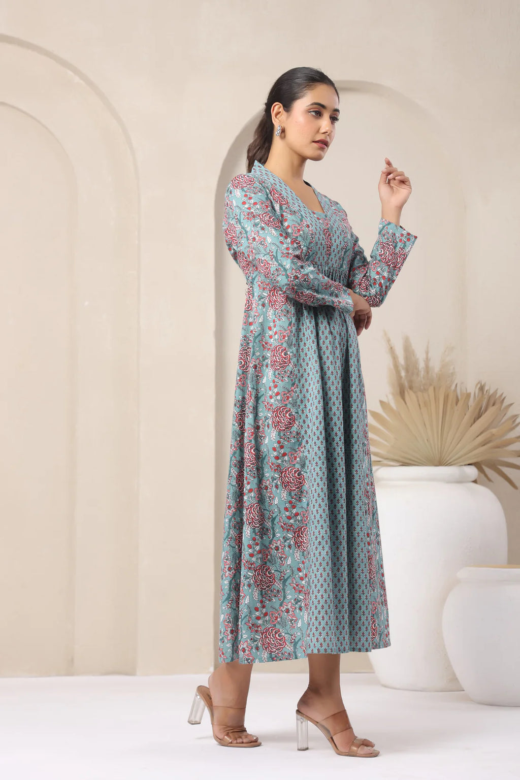 Hand Block Printed Cotton Kurti — Elegant A-Line Daily Wear