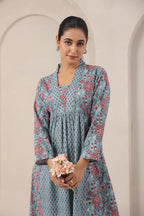 Hand Block Printed Cotton Kurti — Elegant A-Line Daily Wear