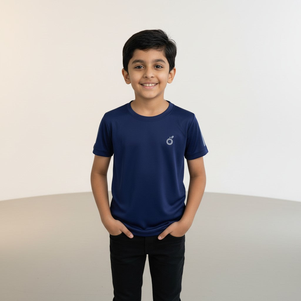 Boys Navy Blue Solid T-Shirt – Minimal Classic Tee