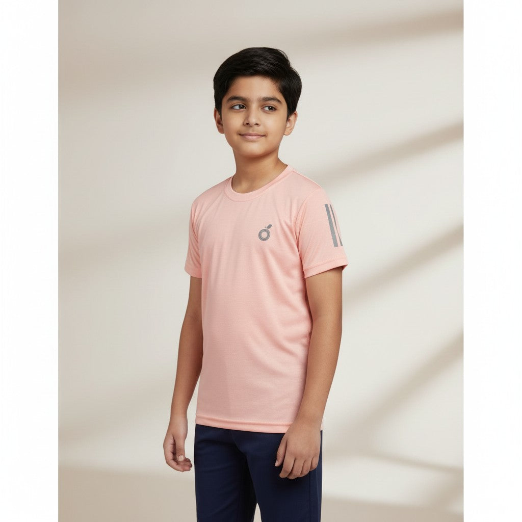 Boys Peach Solid T-Shirt – Minimal Sporty Tee