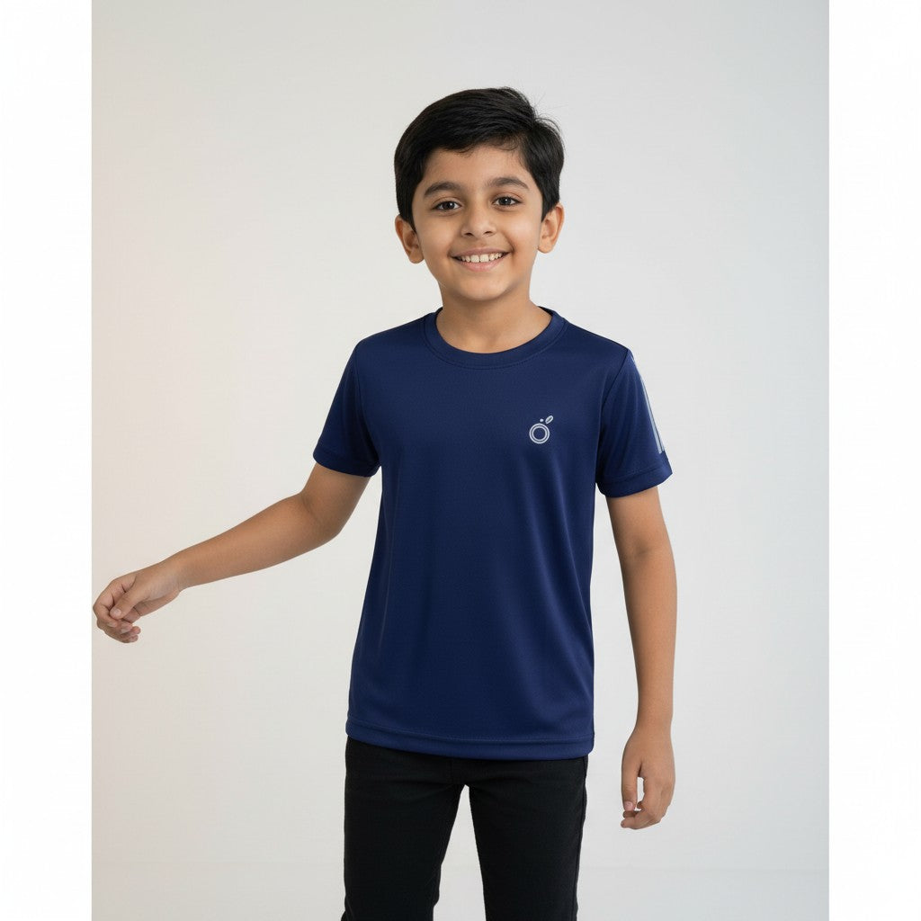 Boys Navy Blue Solid T-Shirt – Minimal Classic Tee