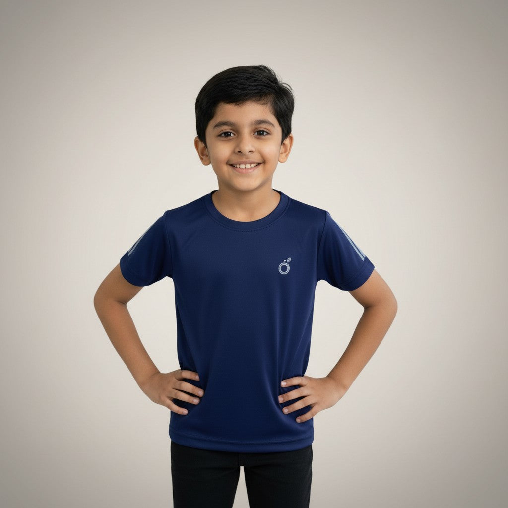 Boys Navy Blue Solid T-Shirt – Minimal Classic Tee