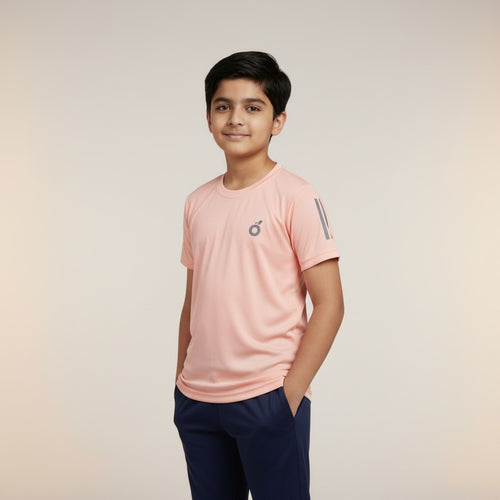 Boys Peach Solid T-Shirt – Minimal Sporty Tee