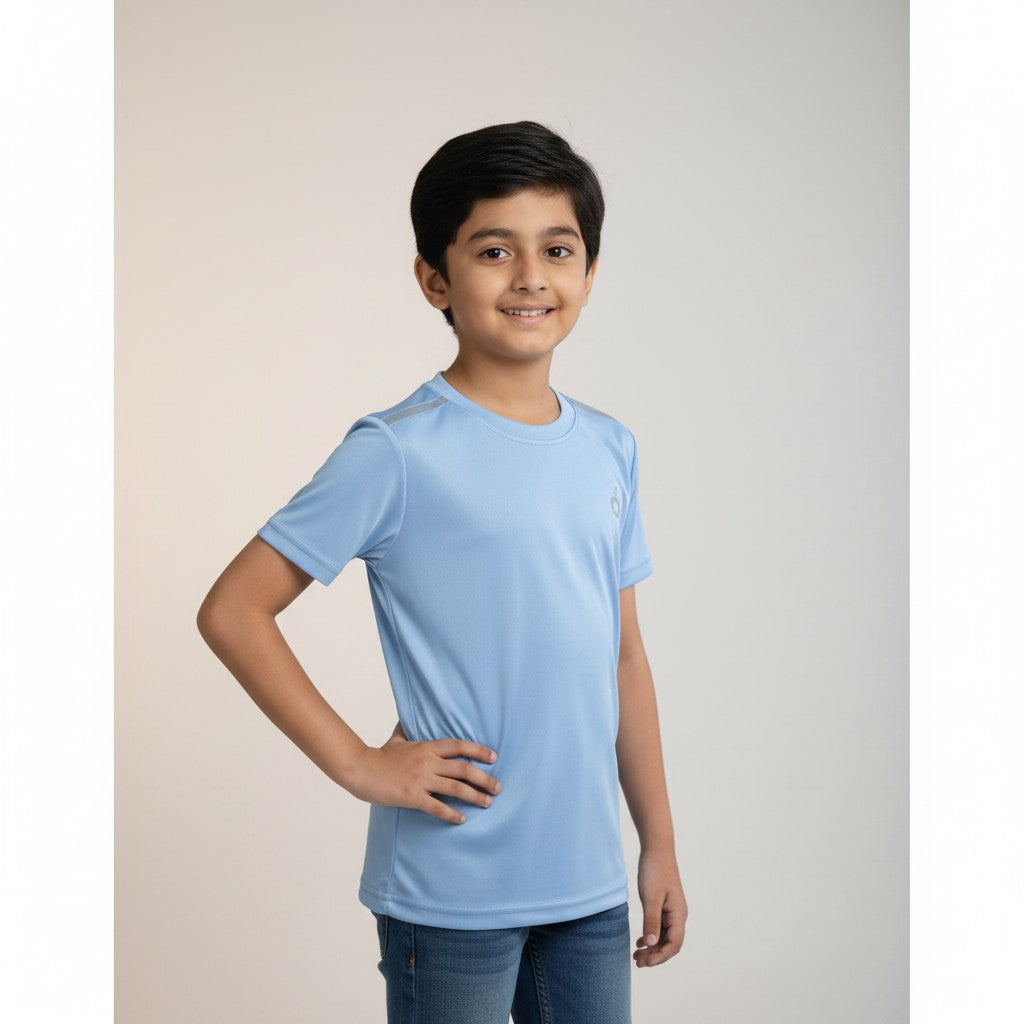 Boys Sky Blue Solid T-Shirt – Minimal Classic Tee