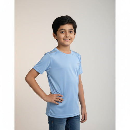 Boys Sky Blue Solid T-Shirt – Minimal Classic Tee