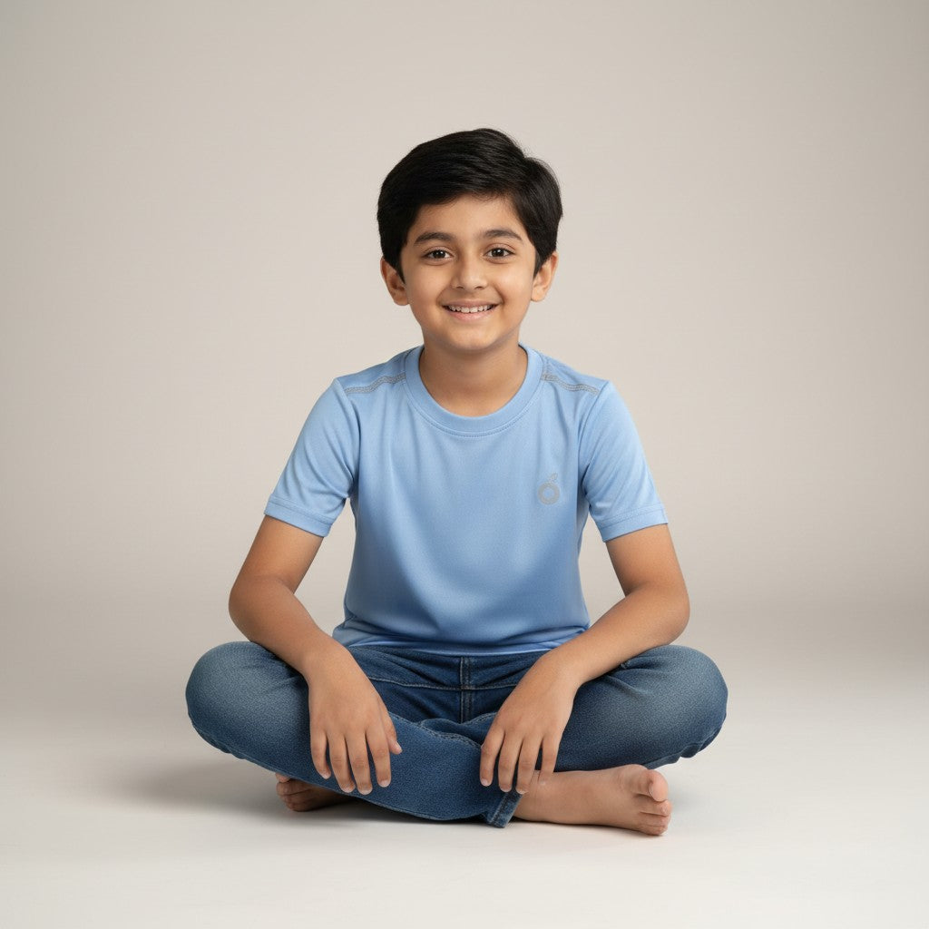 Boys Sky Blue Solid T-Shirt – Minimal Classic Tee
